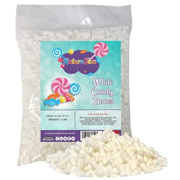 Naturejam White Dog Bones Candy-Spooky Halloween-Themed Hard Candies 2 Pounds Bulk Size