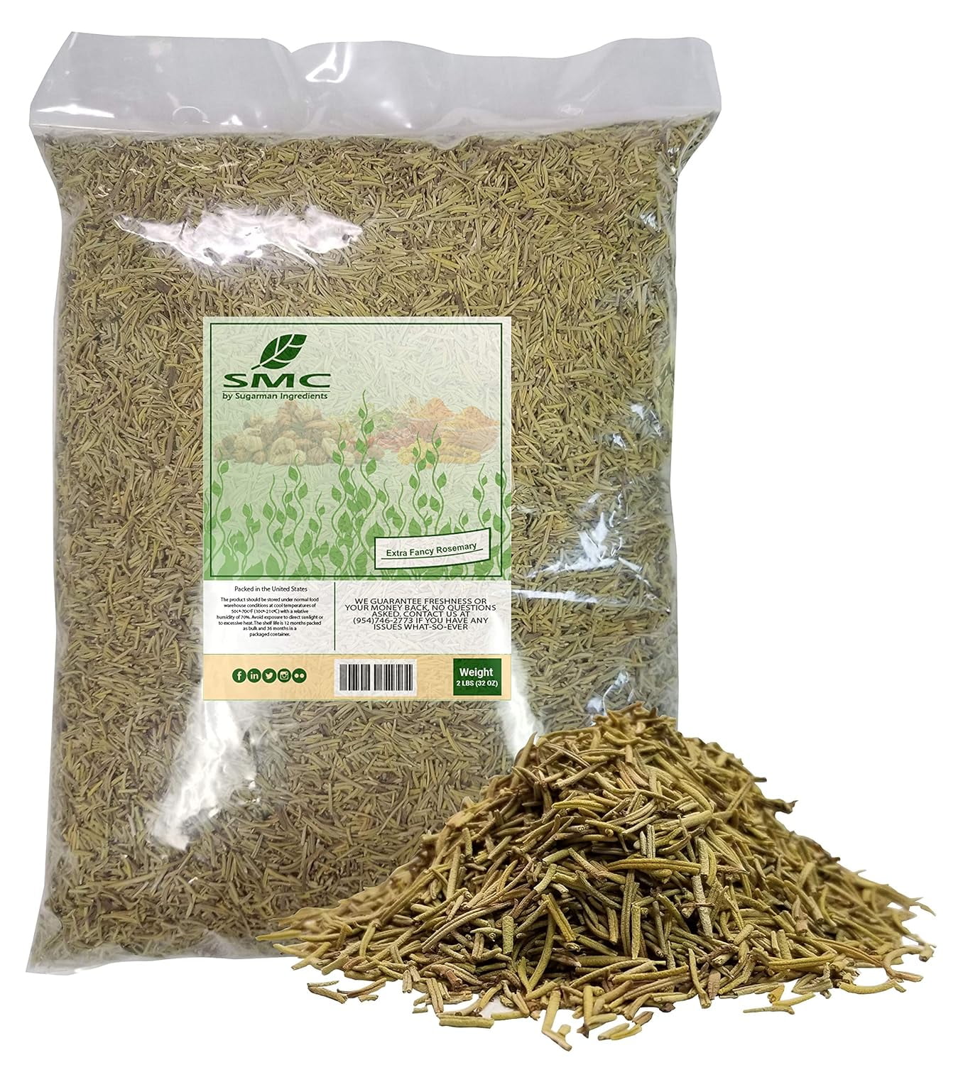 Naturejam Whole Rosemary Leaves 2 Pounds Bulk Bag -Heat Sealed to Maintain Freshness-Spice Seasoning