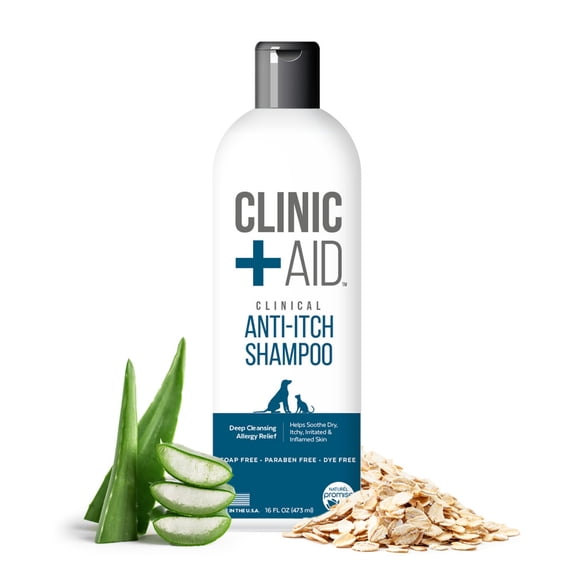 Naturel Promise Clinic Aid Anti-Itch Shampoo for Dogs and Cats, 16 oz, Soothes Dry Itchy Skin