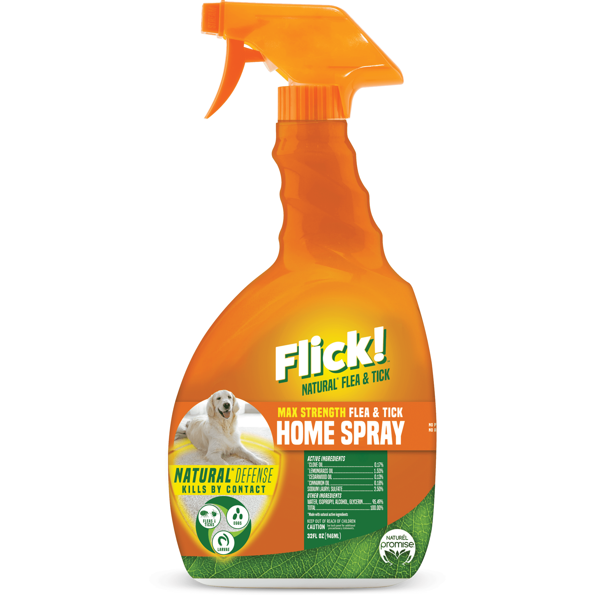 Naturel Promise Flick! Natural Flea and Tick Max Strength Home Spray for Dogs, 32oz