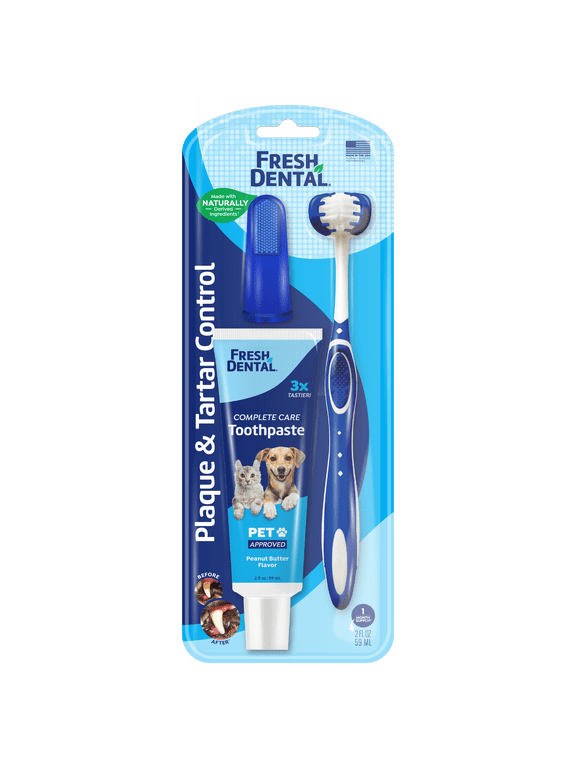 Fresh Dental Tooth Brushing Kit for Dogs & Cats, 2 oz Gel and Toothbrush