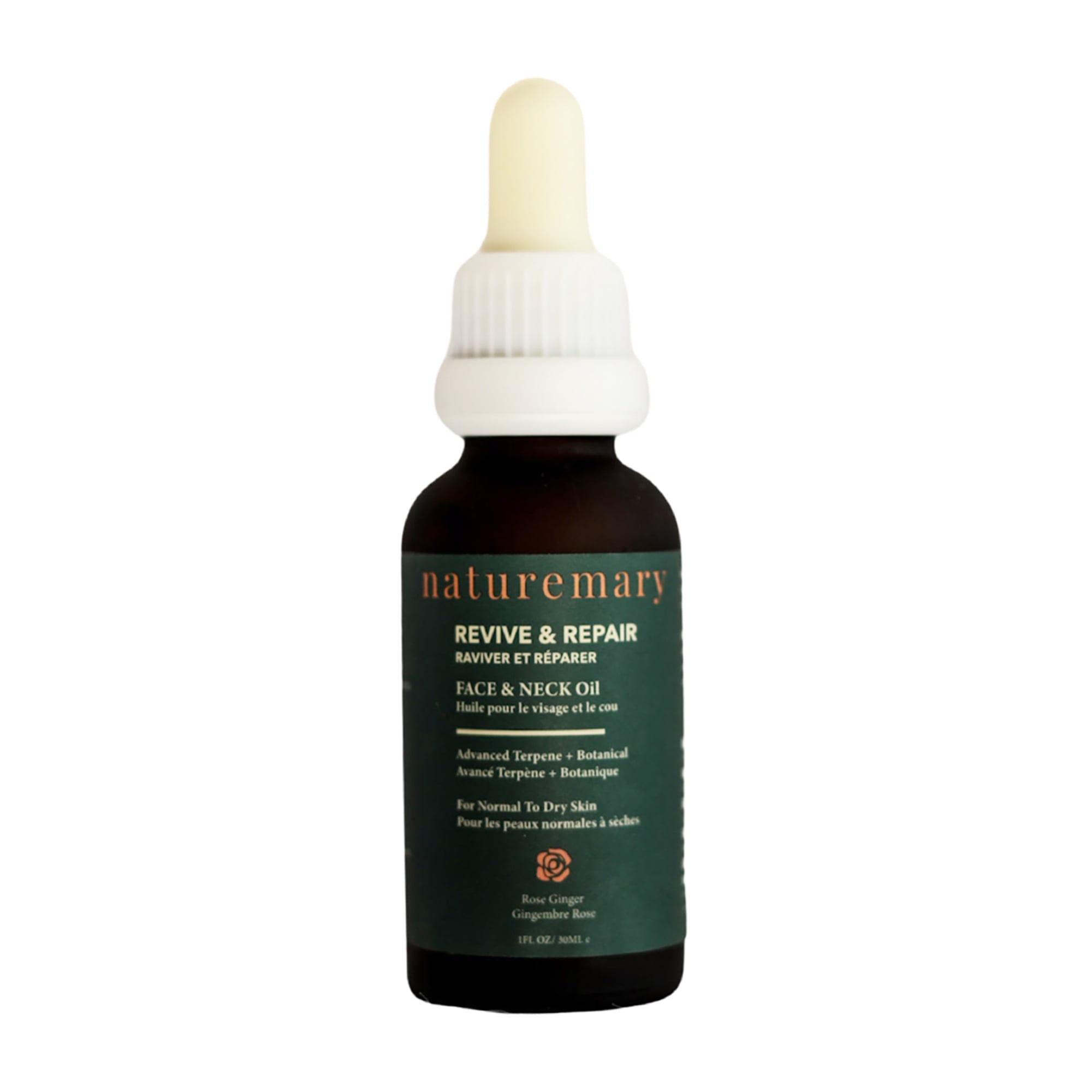 Naturemary Revive and Repair Face and Neck Oil, Rose Ginger, 1 oz