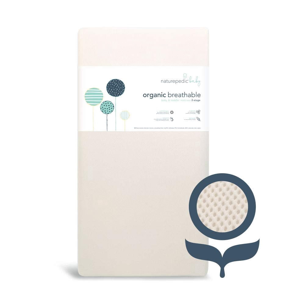 Naturepedic Organic Crib Mattress - 2-Stage Lightweight Infant & Toddler Mattress with Protector Pad - Waterproof, Breathable & Non-Toxic for Baby and Toddler Bed