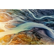 Natures Artistry: Glacier Rivers At Dusk Poster Print - Wei Dai (36 x 24)
