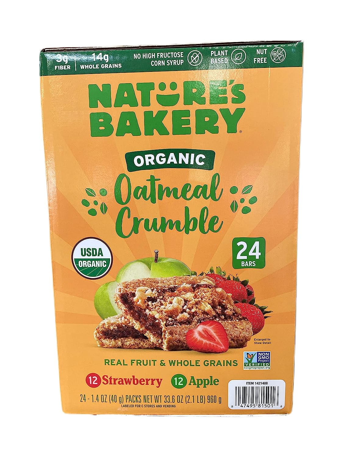 Natures Bakery Organic Oatmeal Crumble Variety 1.4 Ounce Bars (Pack of 24)