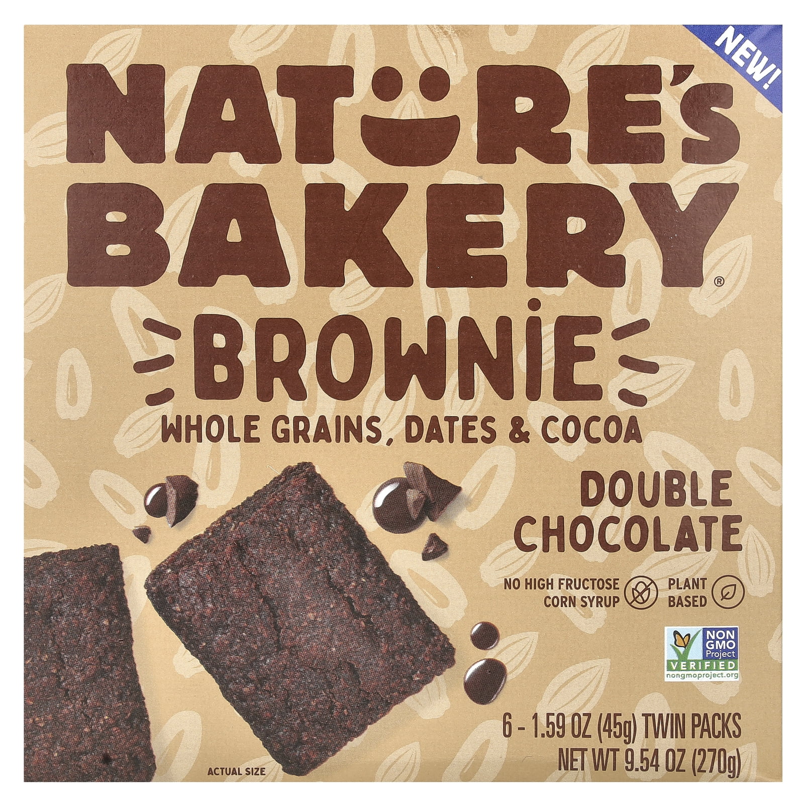 Natures Bakery - Snack Bar Double Chocolate Brownie, 9.54oz | Pack of 6