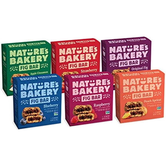 Natures Bakery Whole Wheat Fig Bars, Variety Pack, Real Fruit, Vegan, Non-Gmo, Snack Bar, 6 Boxes With 6 Twin Packs (36 Twin Packs)