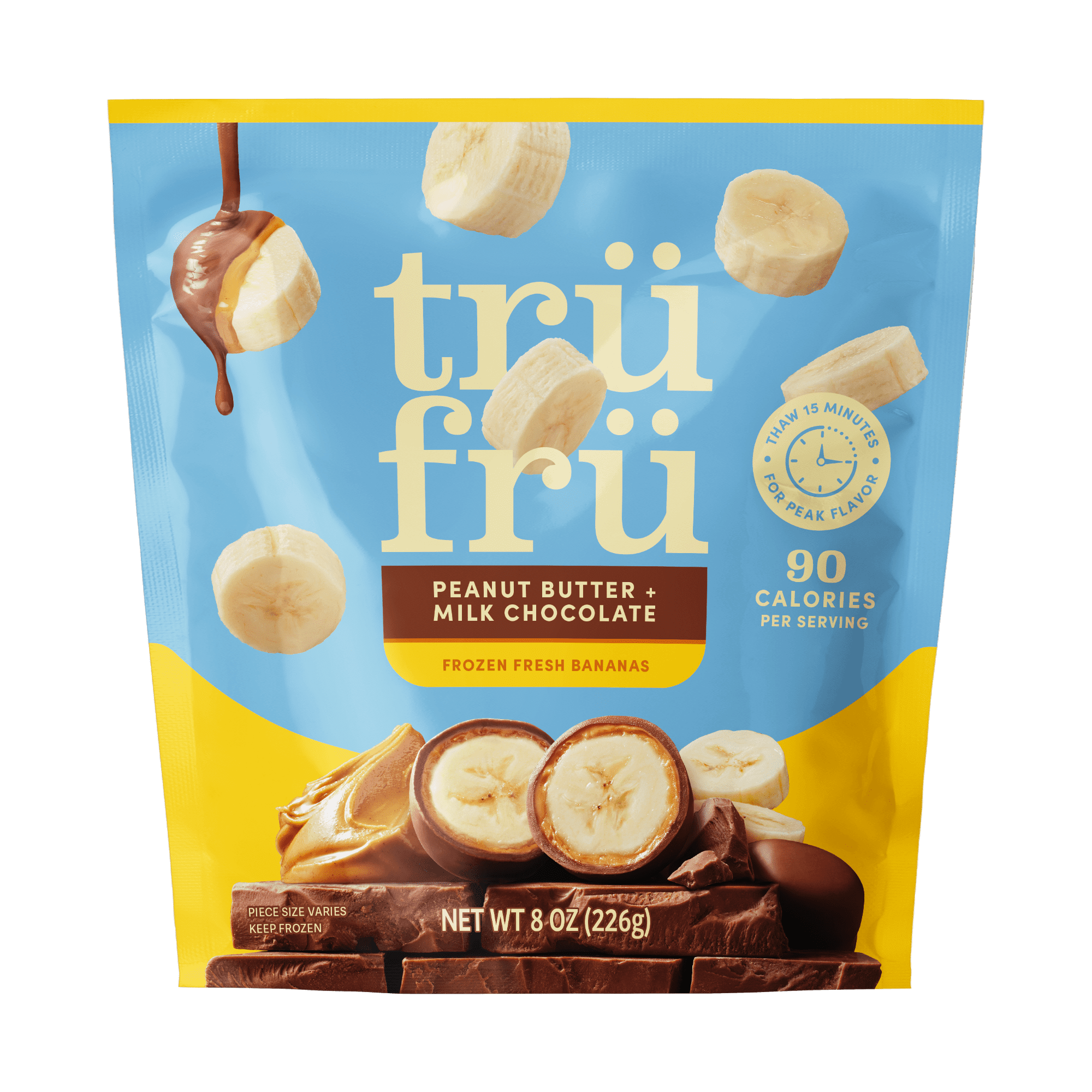 Tru Fru Frozen Bananas in Peanut Butter and Milk Chocolate, 8 oz