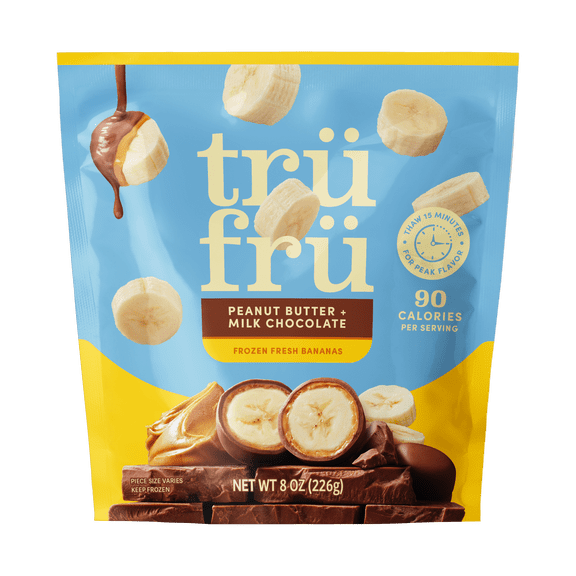 Tru Fru Frozen Bananas in Peanut Butter and Milk Chocolate, 8 oz