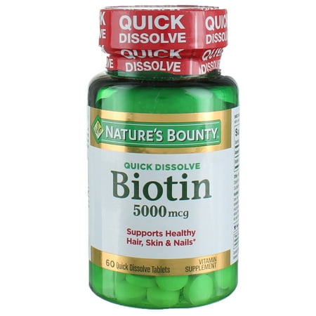 Nature's Bounty Quick Dissolve Biotin Tablets, 5000 mcg, 60 Ct (6 pack)