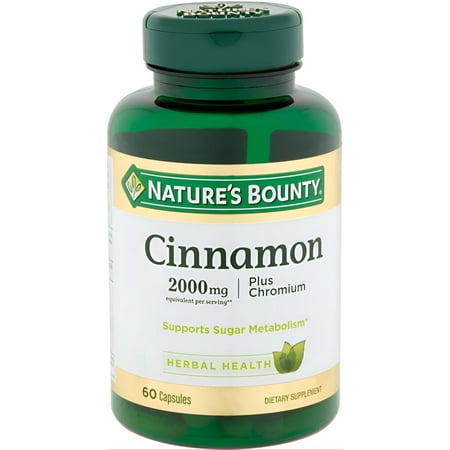 Nature's Bounty Herbal Health Cinnamon + Chromium Capsules, 2000 mg, 60 Ct (3 pack) (Bundle)