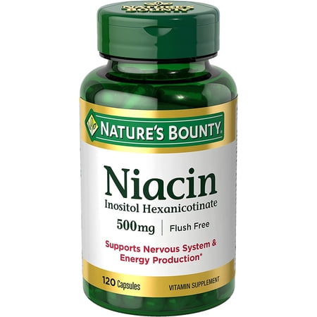 Natures Bounty Flush Free Niacin 500 Mg Inositol Hexanicotinate Vitamin Supplement - 120 Ea