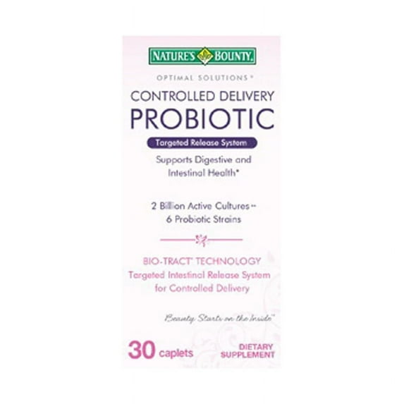 Natures Bounty Optimal Solutions Controlled Probiotic Caplets 30 Ea, 3 Pack