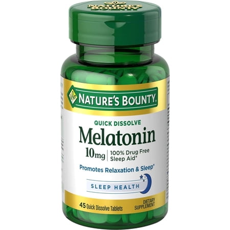 Natures Bounty Quick Dissolve 10 Mg Max Strength Melatonin, 45 Tablets, 2 Pack