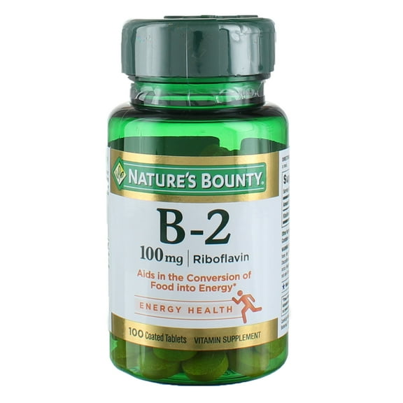 Nature's Bounty Riboflavin B-2 Coated Tablets, 100 mg, 100 Ct (6 pack)
