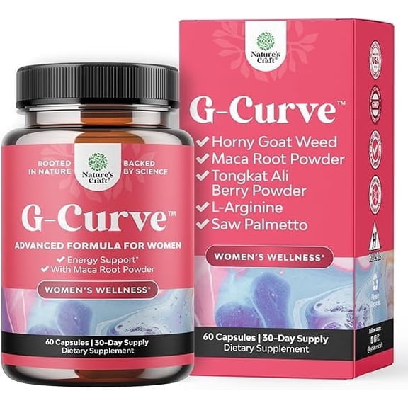 Natures Craft G-Curve Maca Root & Horny Goat Weed Supplement Blend for Women's Wellness, 60 Ct