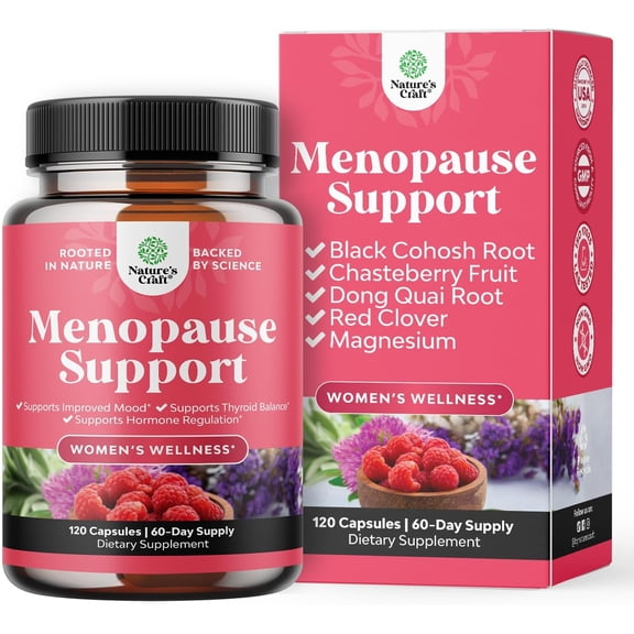 Natures Craft Herbal Menopause Support Supplement, Hormone Balance for Women, 120 Capsules