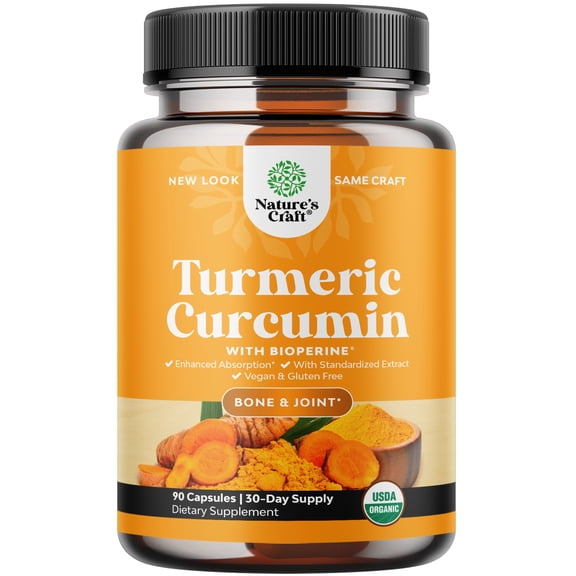 Natures Craft Turmeric Curcumin with Black Pepper Extract - Joint Health with 95% Curcuminoids and Bioperine for Enhanced Absorption for Men and Women