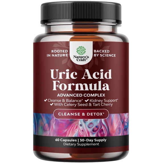 Natures Craft Uric Acid Cleanse, Joint and Kidney Support Supplement with Bromelain and Tart Cherry, 60 Ct
