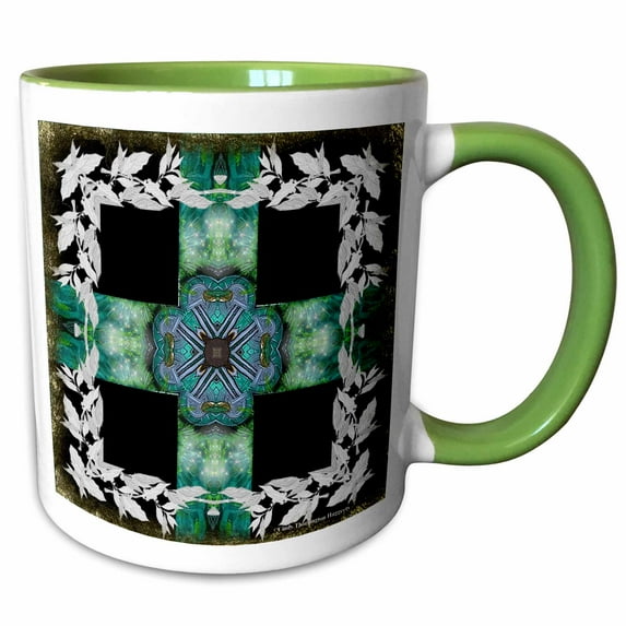 3drose, Natures Earth Cross, 11oz Two-tone Green Mug