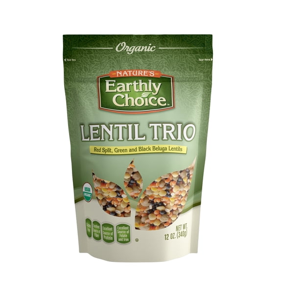 Natures Earthly - Organic Lentil Trio for Healthy Meals - 12 OZ, Case of 6