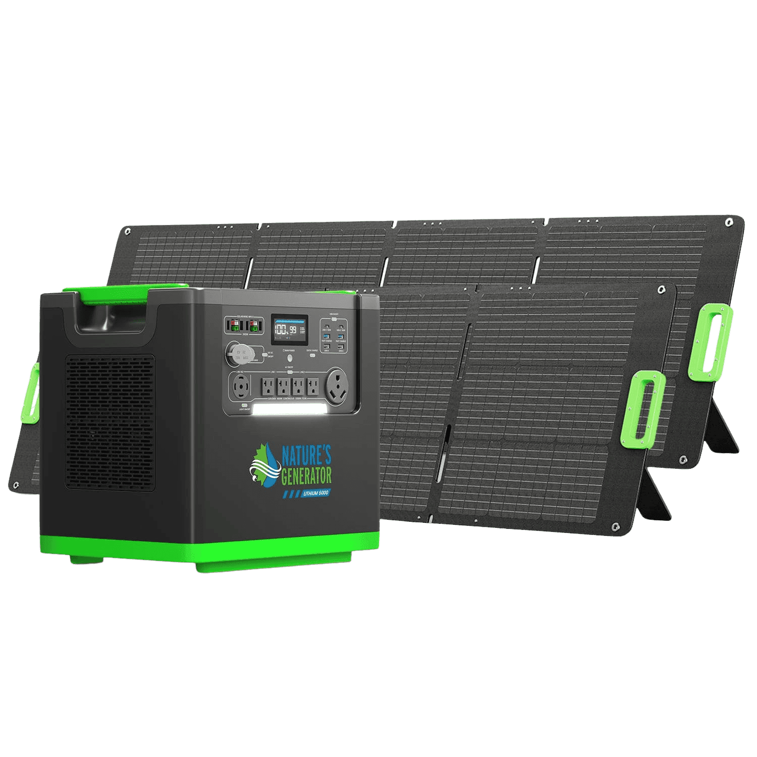 Natures Generator 3840Wh Solar Generator + 2 Packs 200W Folding Solar ...