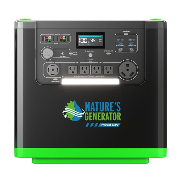 Natures Generator 3840Wh Solar Generator, LiFePO4 Batteries, 6000W Portable Power Station for Home Backup, RVs, Emergencies, Power Outages, and Outdoor Camping (6000W)