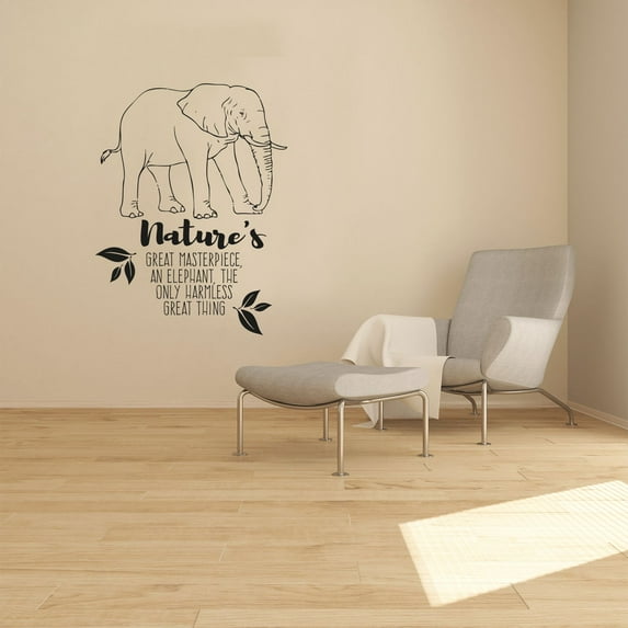 Natures Great Masterpiece An Elephant The Only Harmless Great Thing Quote Elephant Design Vinyl Wall Sticker Wall Art Wall Decal Boys Girls Kids Room Design Bedroom Home Decoration Size (10x8 inch)