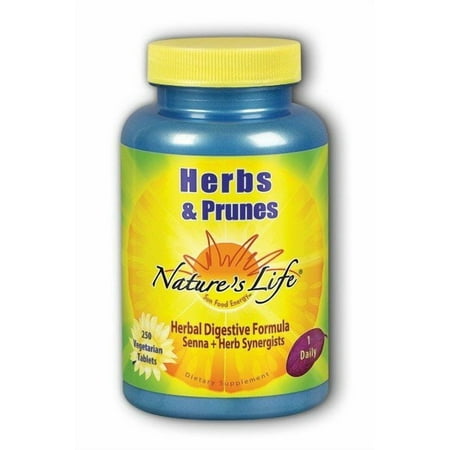 Natures Life Herbs & Prunes | 400mg Senna & Herbal Blend for Healthy Digestion Support | Non-GMO | 250 Tabs, 250 Serv.