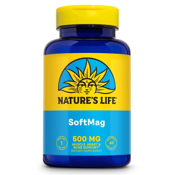 Natures Life SoftMag 500 mg | Magnesium Complex Supplement | Supports Strong Bones, Muscle & Nerve Health | 60 Softgels