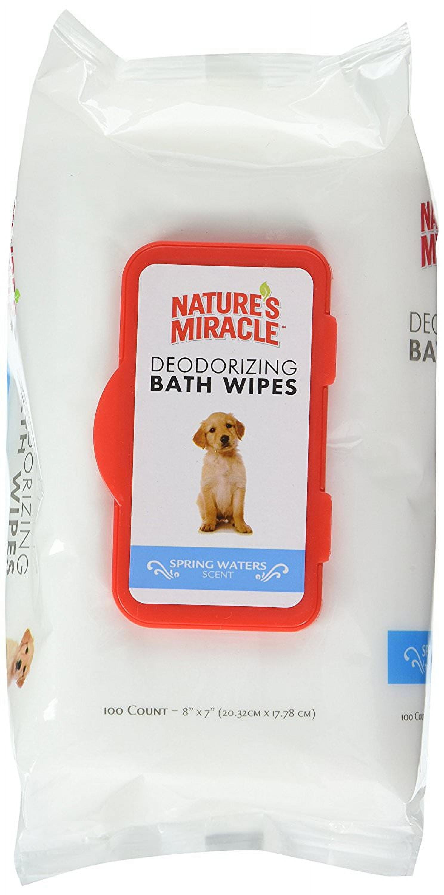 Natures Miracle Deodorizing Bath Wipes For Dogs Spring Waters Scent 100 Count