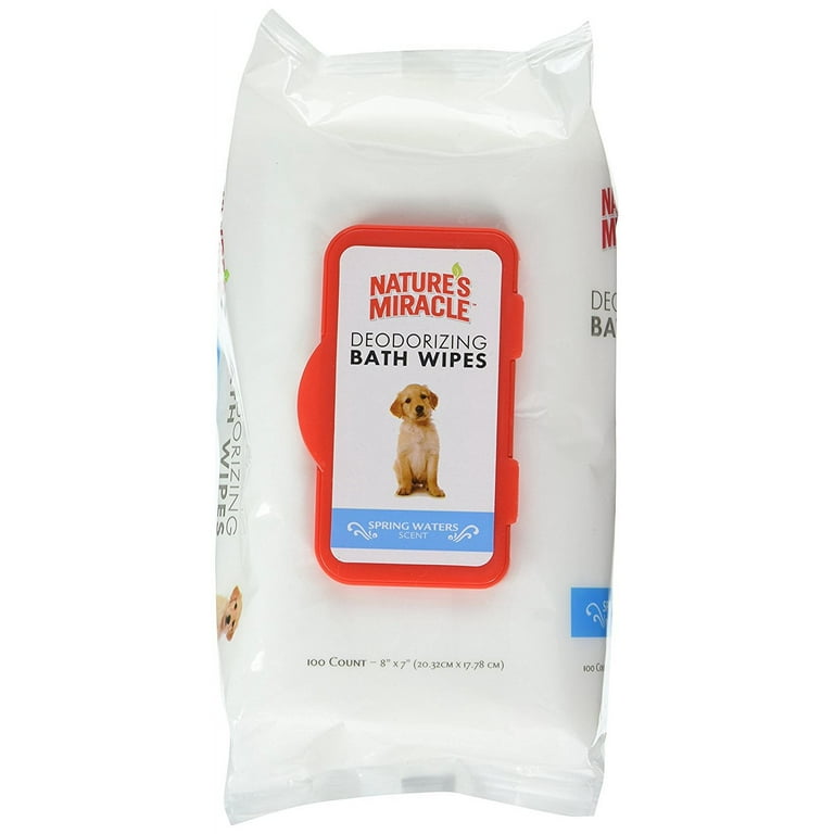 Nature's Miracle Deodorizing Spring Waters Dog Bath Wipes 100 ct