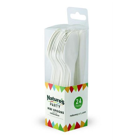 Natures Party 8NPCVPL844-nparty049 4.92 in. Cornstarch Mini Spoon - 24 Count