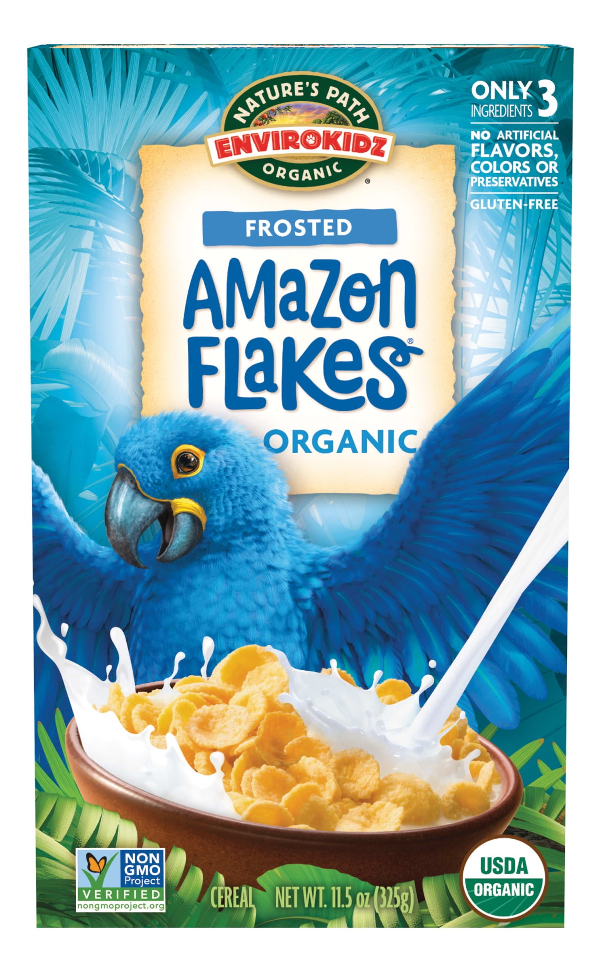 Natures Path EnviroKidz Organic Breakfast Cereal, Amazon Frosted Flakes, Box 11.5oz