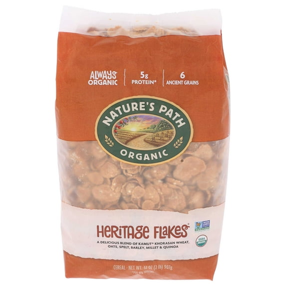 Natures Path Organic Cold Heritage Flake Cereal, 32 Ounce -- 6 per case.