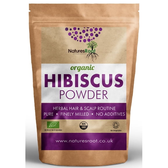 Natures Root Premium 100% Pure Organic Hibiscus Petals Powder 500g Certified Organic & Non-GMO Natural Colour for Food & Herbal Tea
