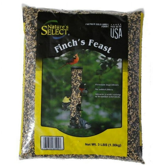 Natures Select 063104 3 lbs Finches Feast Wild Bird Seed Yellow & Black Bag, Yellow & Black