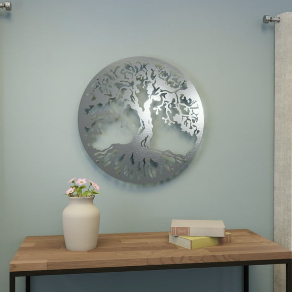 Natures Tree of Life Stainless Steel Wall Decor in 24" Diameter