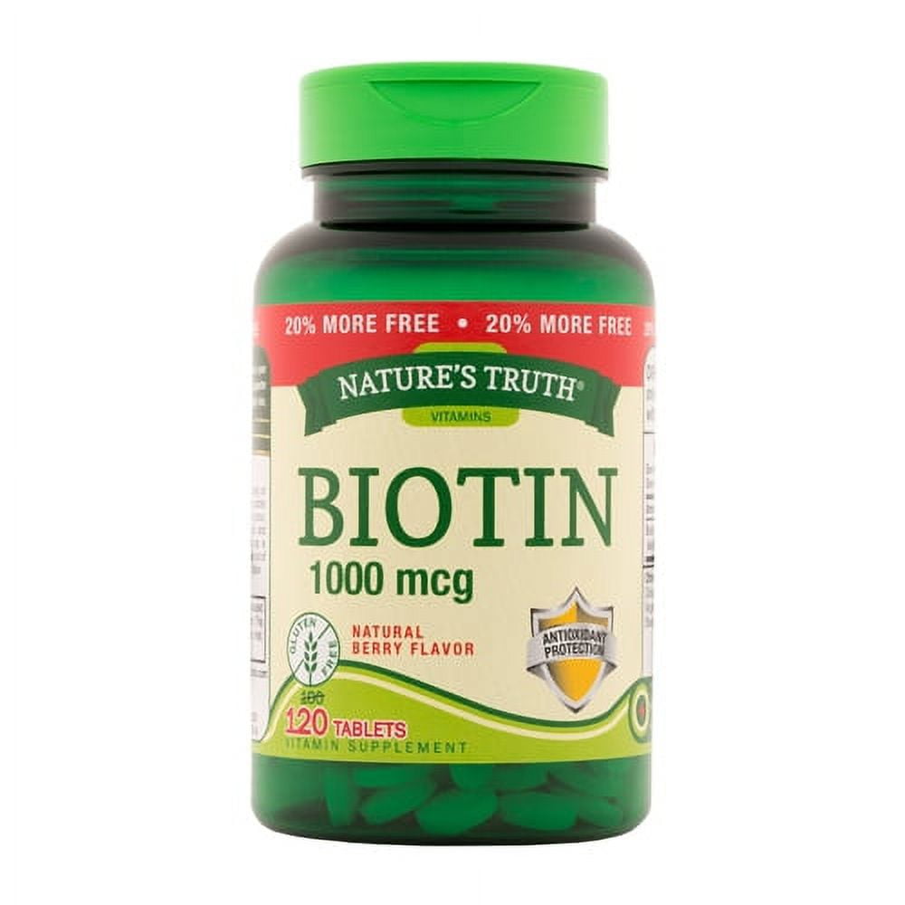 Natures Truth Biotin 1,000mcg Tablets, Natural Berry Flavour, 120 ea, 6 Pack