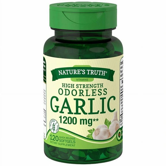 Natures Truth Garlic 1200 mg Quick Release Odorless Supplements 120 Softgels
