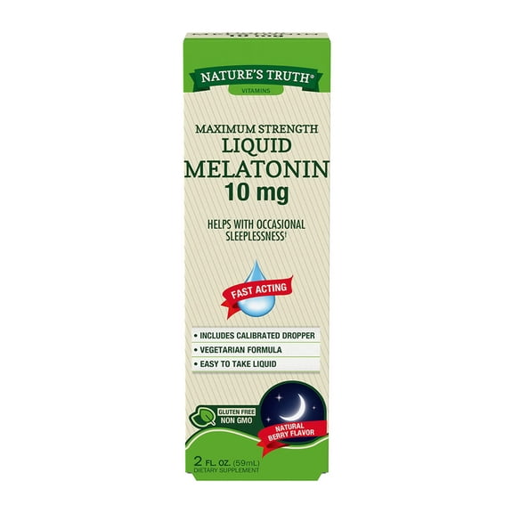 Natures Truth Maximum Strength Melatonin Liquid 10 Mg, 2 Oz, 2 Pack
