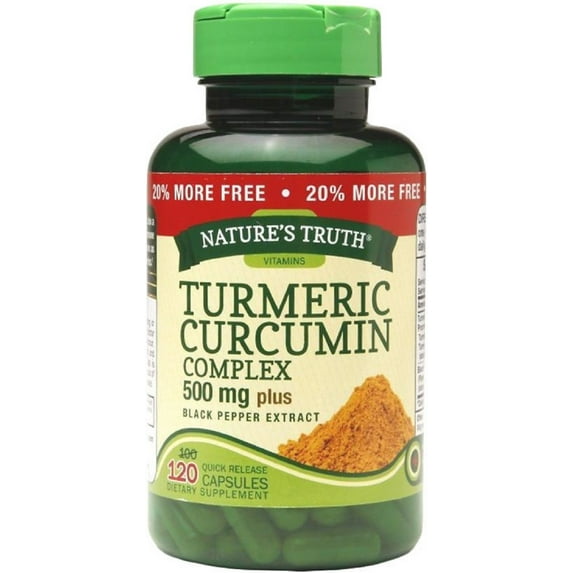 Natures Truth Turmeric Curcumin Complex 500 mg Plus Black Pepper Extract Quick Release Capsules 120 ea (Pack of 2)