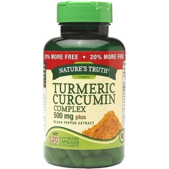 Natures Truth Turmeric Curcumin Complex 500 mg Plus Black Pepper Extract Quick Release Capsules 120 ea (Pack of 3)