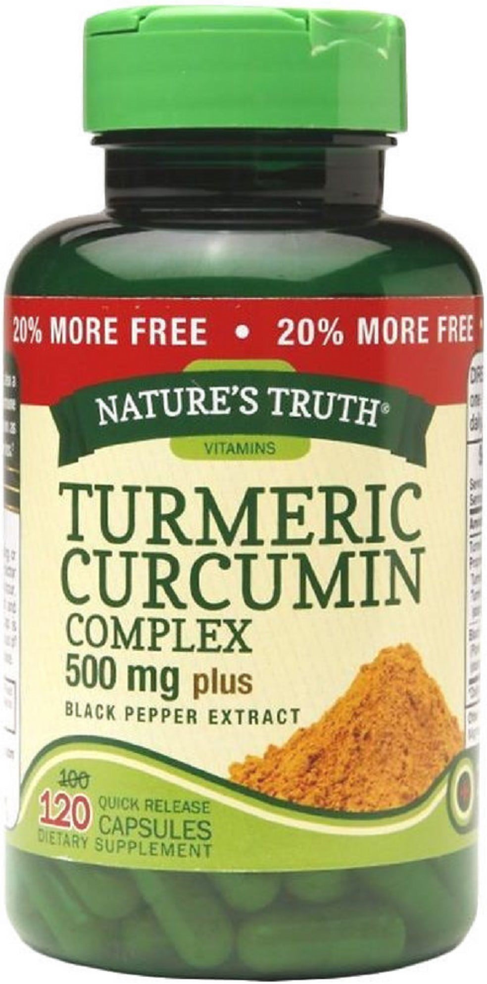 Natures Truth Turmeric Curcumin Complex 500 mg Plus Black Pepper Extract Quick Release Capsules 120 ea (Pack of 6)