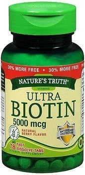 Natures Truth Ultra Biotin Fast Dissolve Tablets Natural Berry Flavor (Pack of 2)