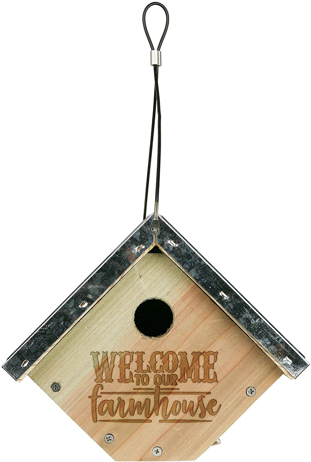 Weathered Cedar Wren House with Galvanized Roof