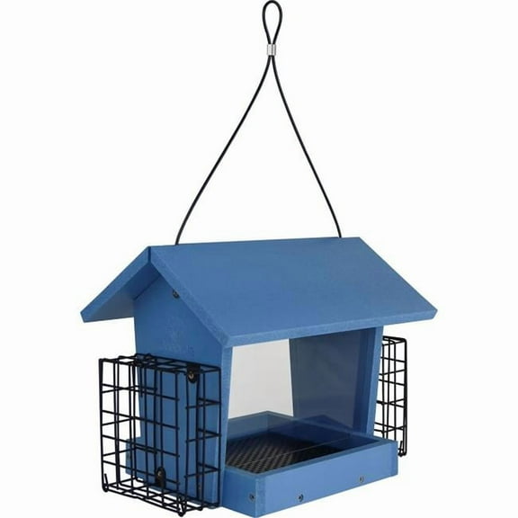 Natures Way RPFH2-S 3 qt. Eco-Cycle Hopper Hangout Bird Feeder with Suet - Blue - Case of 2