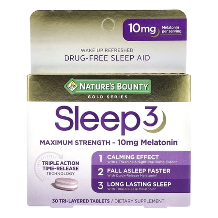 Nature's Bounty Sleep 3, Triple-Action Time Release, 30 Tri-Layered Tablets, 6 Pack