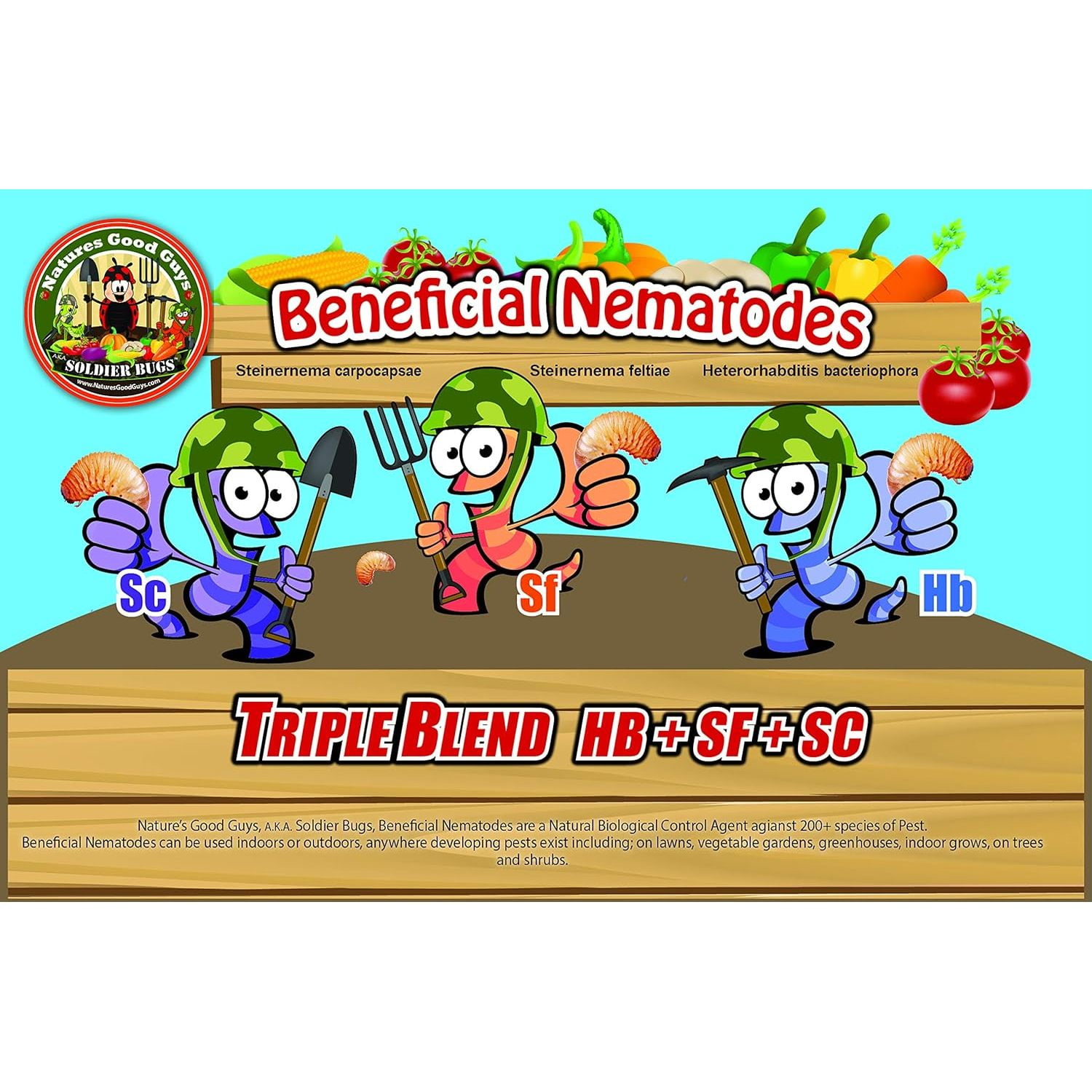 NaturesGoodGuys Beneficial Nematodes Hb+Sc+Sf 30 Million