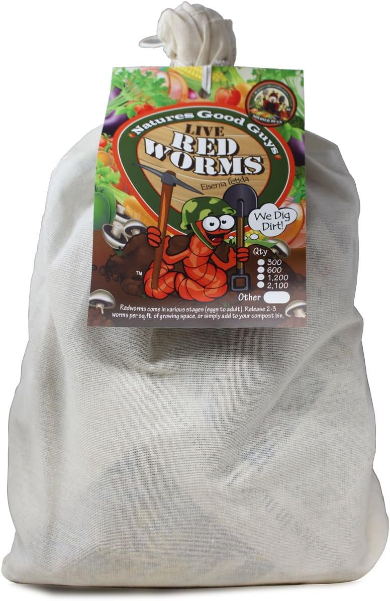 NaturesGoodGuys Live Redworms Composting Red Worms 600 Red Wigglers